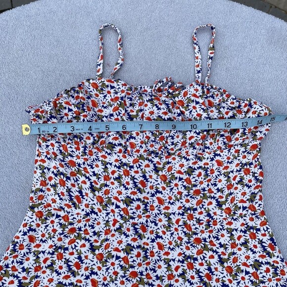 Treasure & Bond Skater Mini Dress Girl’s 14 White Red Floral Spaghetti Strap - Picture 9 of 11